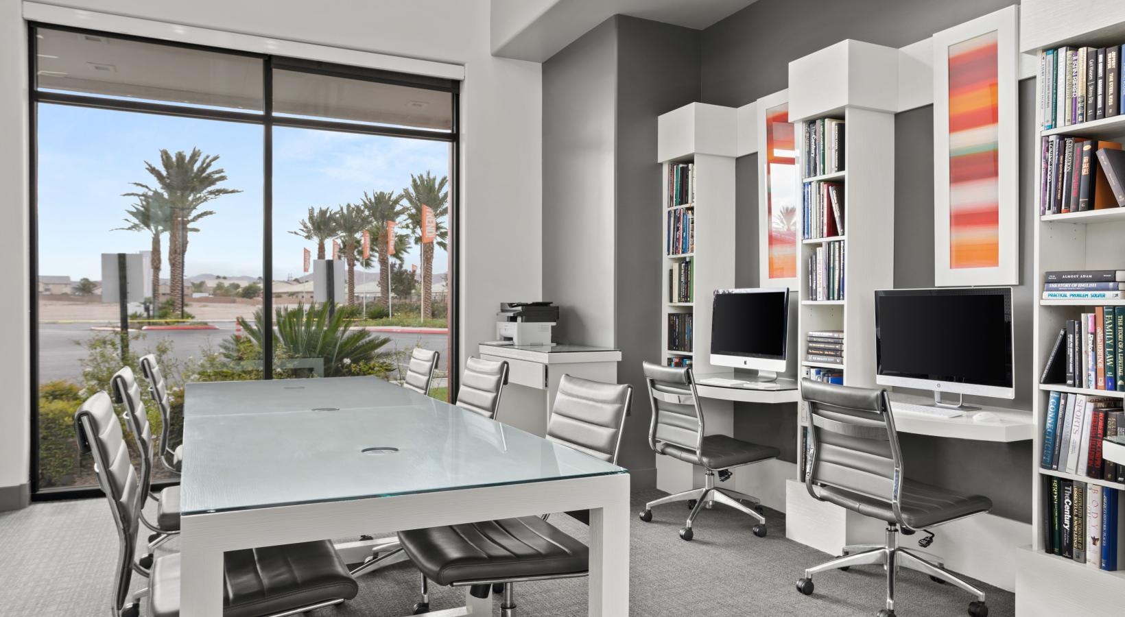 Access to resident-only features a room with a table and chairs