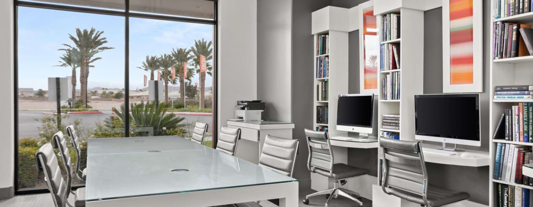a room with a table and chairs