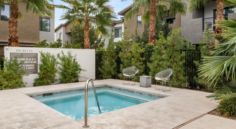 a swimming pool in a backyard